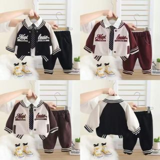Kids varsity jacket set with tie